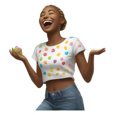 Girl dancing with raining cupcakes sticker