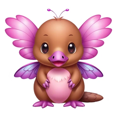 Pink baby platypus with butterfly wings  sticker