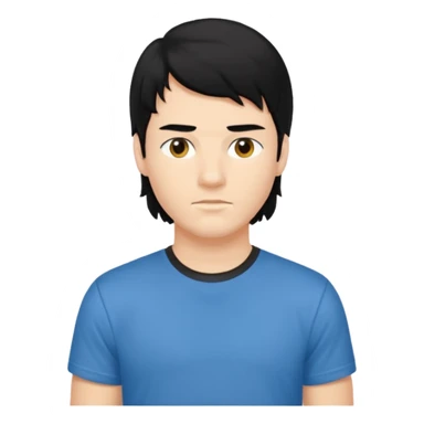 A young man with mullet black hair. sticker