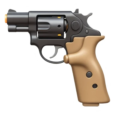 A 3D iOS emoji-style close-up of an index finger pulling a pistol's trigger, showing only the hand and the trigger area inside the trigger guard; stylized, non-realistic toy-pistol look, glossy Apple-style finish, clean white background.
 sticker