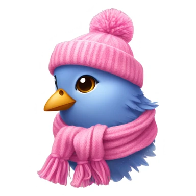 cute little bird wearing pink pom pom hat and pink scarf  sticker