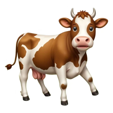Make a cow dancing on its 2 feet on a grassy field sticker