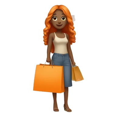 Tan girl with long orange hair holding shopping bags sticker