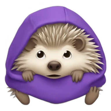 Stressed hedgehog in purple hoodi sticker