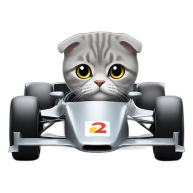 grey Scottish fold in a F1 car sticker