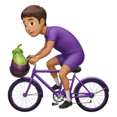 Guy riding a eggplant like a bicycle sticker