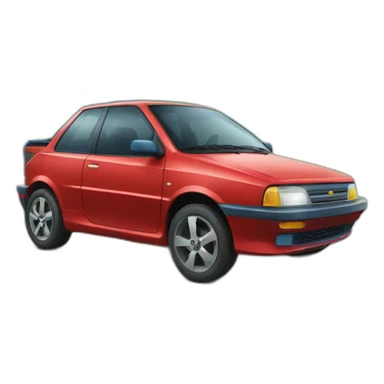 Voiture rouge et bleu sticker