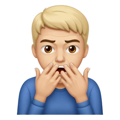 Emoji biting teeths together, while biting his nails. Make itlook afraid. sticker
