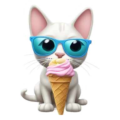 Cat eating ice cream outside with sunglasses  sticker