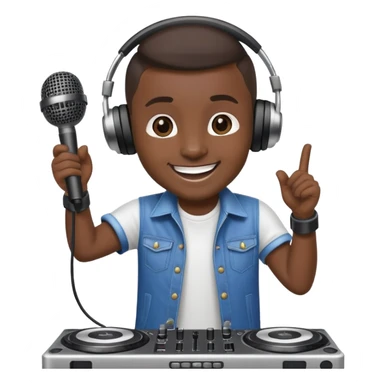 playful DJ dancing with a microphone sticker