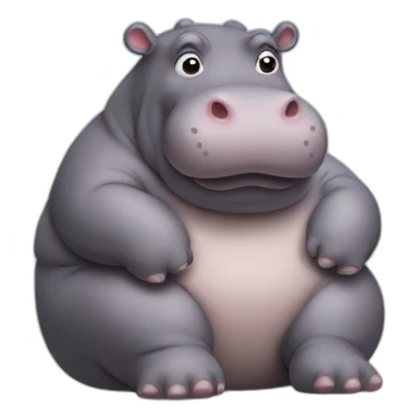 Fat hippo sitting down sticker