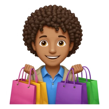 black man with curly hair shopping sticker