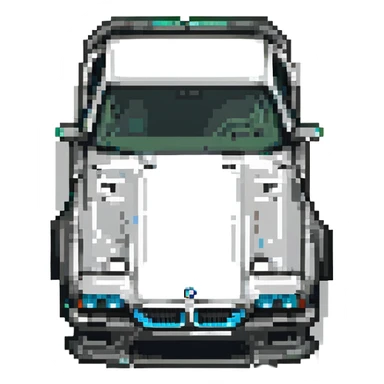 BMW M8 Black edition car, pixel art style, front view sticker