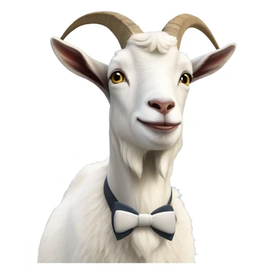 farm goat with a white bow tie in the snow sticker