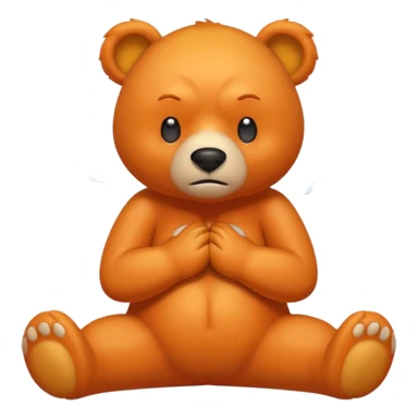 Create a orange friendly bear, make him look like from a kid cartoon. Show his whole body. Make him look shy and cross his leg while he is standing. make him look mad and steam coming out of his ears sticker