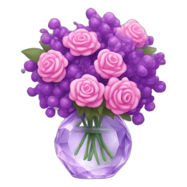 pink and purple bouquet in crystal vase sticker