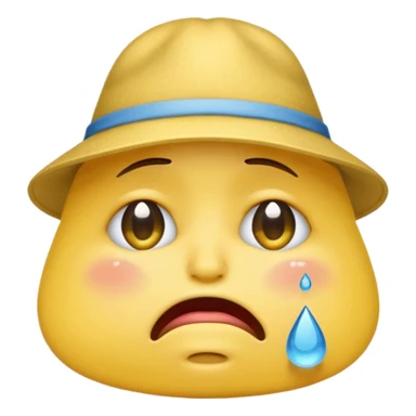 A emoji cry with a hat sticker