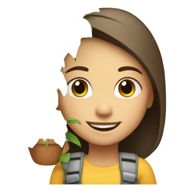 smiling girl with indoor plant sticker