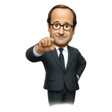 françois hollande with finger on the mouse sticker