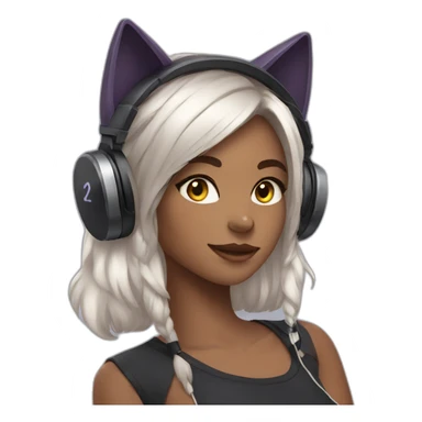 streamer girl with cat ears headphones sticker