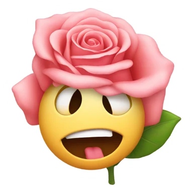 Emoji with rose in mouth sticker