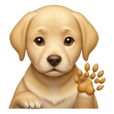 yellow labrador head with thoughtful expression, paw under chin sticker