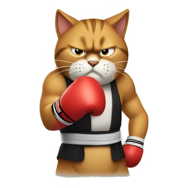 angry cat wearing boxing gloves sticker