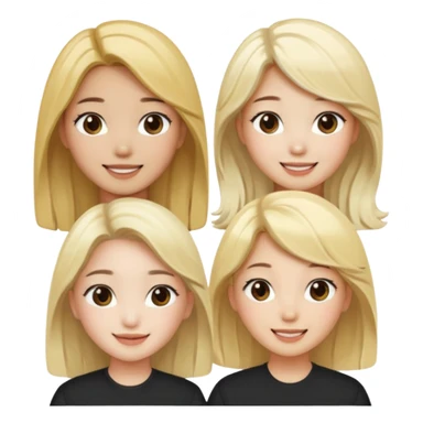 Korean 4 girls, hair colors: 1 blonde, 2 black, 1 brown sticker