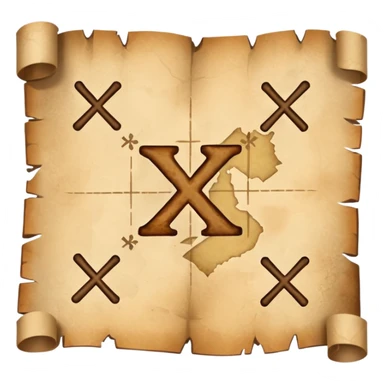 ["Aged treasure map with an “X” mark and dotted trail."] sticker