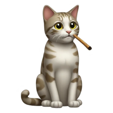 cat smoking a twig sticker