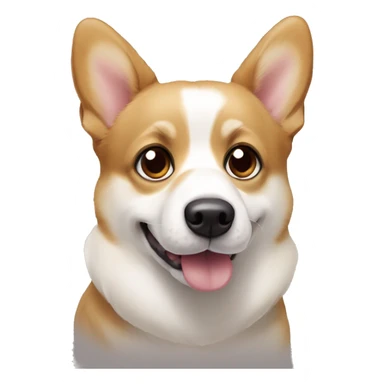 Corgie pembroke white and beige, with one brown eye and one glass eye, big ears! And white streak between eyes  sticker