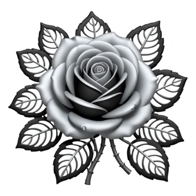 Black and silver filigree rose, 3D, extremely detailed design sticker
