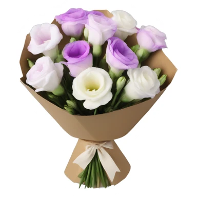 bouquet of realistic eustoma 11 in a box sticker