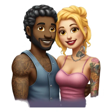 Romantic carnival date for beautiful tattooed couple sticker