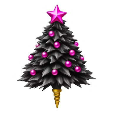 Realistic isolated black and pink metallic christmas tree topper. sticker