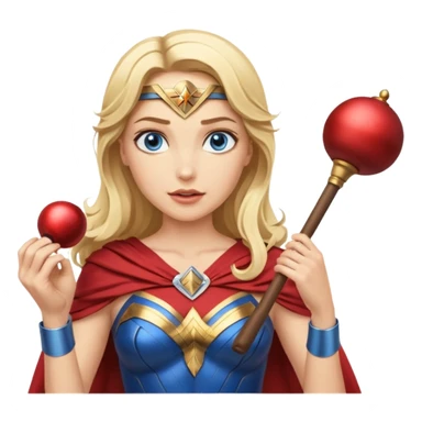 Blonde blue eyes Wonder Woman holding bell and baton sticker