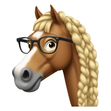 Horse wearing glasses and long braided hair sticker