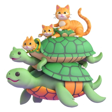 cat riding a turtle sticker