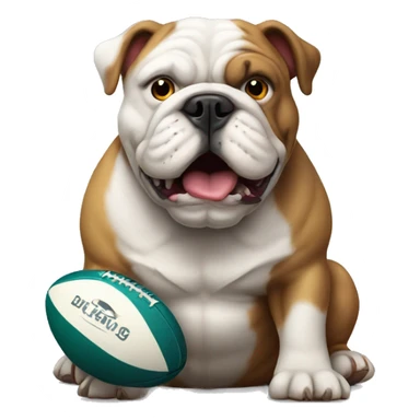 bulldog with rugby ball sticker