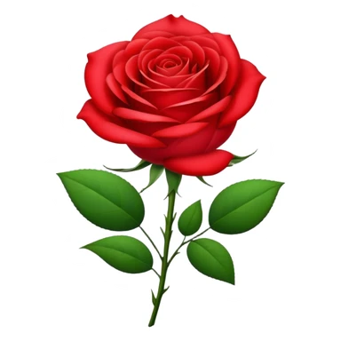 A beautiful red rose flower with green stem and leaves sticker