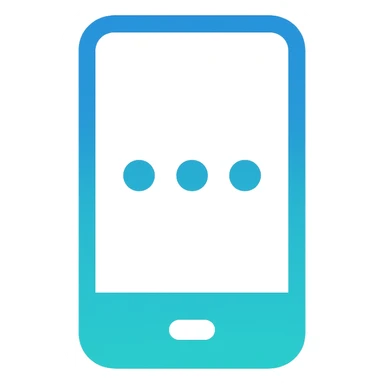 Smartphone icon with three small dots inside the screen, symbolizing points collection, flat emoji style, outline with blue and turquoise colors, white background sticker