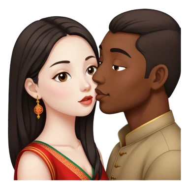 Indian man kissing Chinese woman sticker