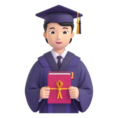 Japanese male high school graduate in formal uniform with diploma at ceremony sticker