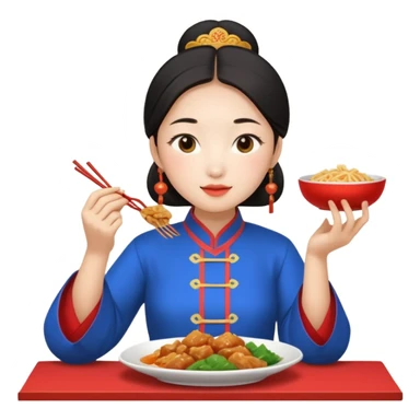 give me a authentic beijing women eating beijing food sticker