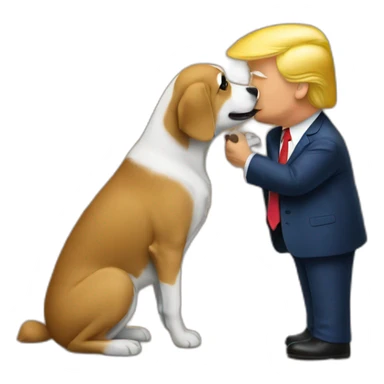 trump kissing a dog sticker