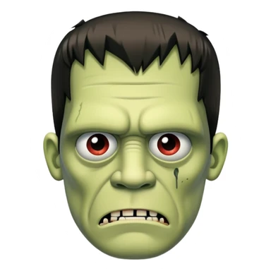 Frankenstein's Monster with stitched face, sad expression sticker