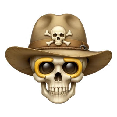 A skull and crossbones wearing wide brimmed traveler's hat. sticker