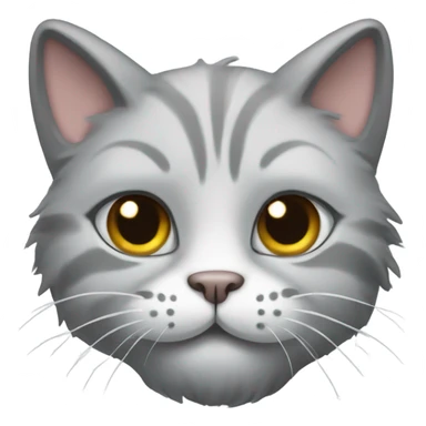 Grey fluffy cat tusk sticker