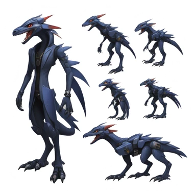 Full body Edgy Futuristic Mechanical Sergal-raptor-nargacuga-vernid sticker