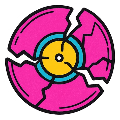 shattered vinyl record, vibrant pop art style sticker